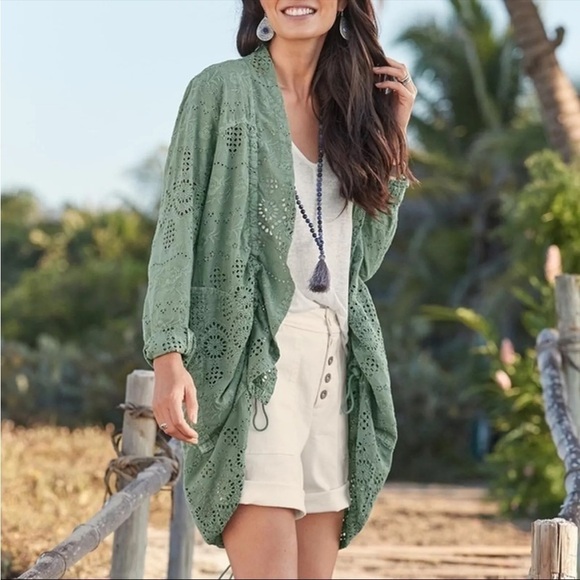 Sundance Moonlight Eyelet Jacket in Sage Green, New with Tags - Picture 2 of 9